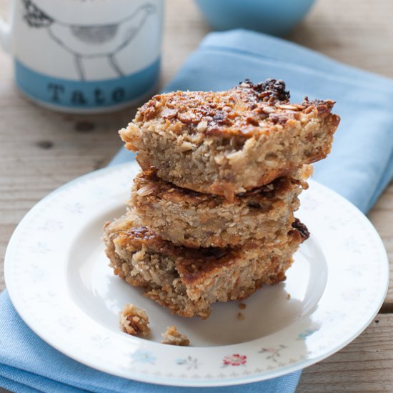 Pear, ginger & raw honey flapjacks