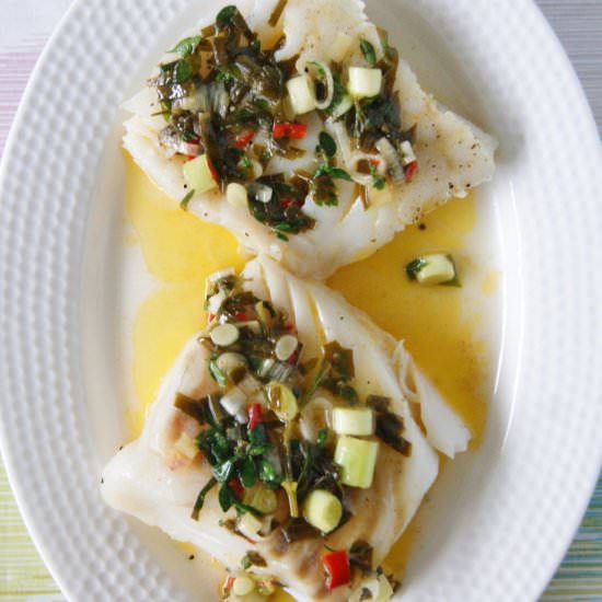 Cod with chili lime sauce