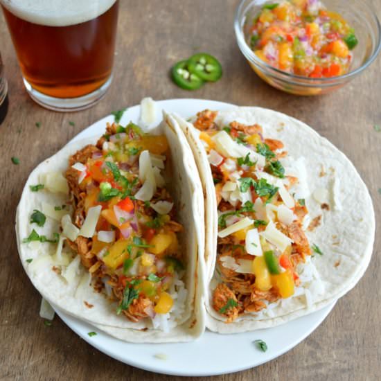 Chipotle Peach Chicken Tacos