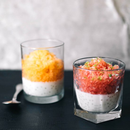 Melon Ice with Coconut Pudding