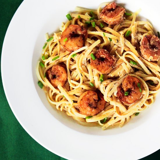 Linguine Alfredo with Cajun Shrimp