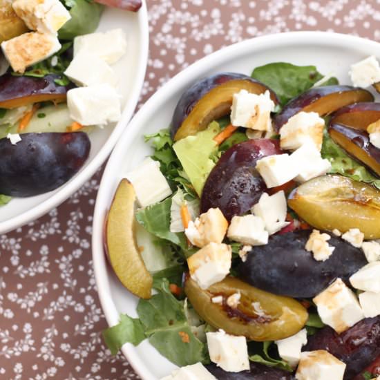 Autumn Salad with Plums & Feta Cheese