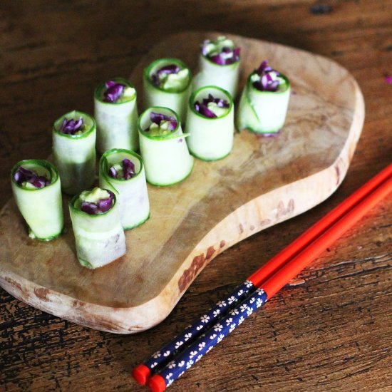 Raw Vegan Cucumber Avocado Sushi