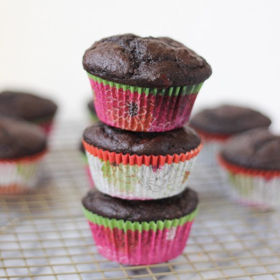 Healthier Double Chocolate Muffins