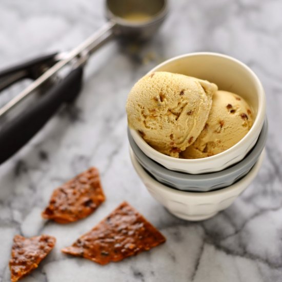 Maple bacon-brittle ice cream