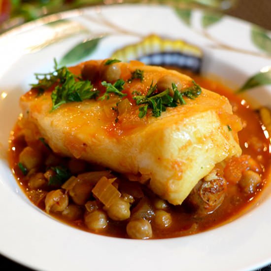 Spanish Sea Bass with Chickpeas