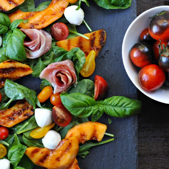 Grilled Melon & Proscuitto Caprese