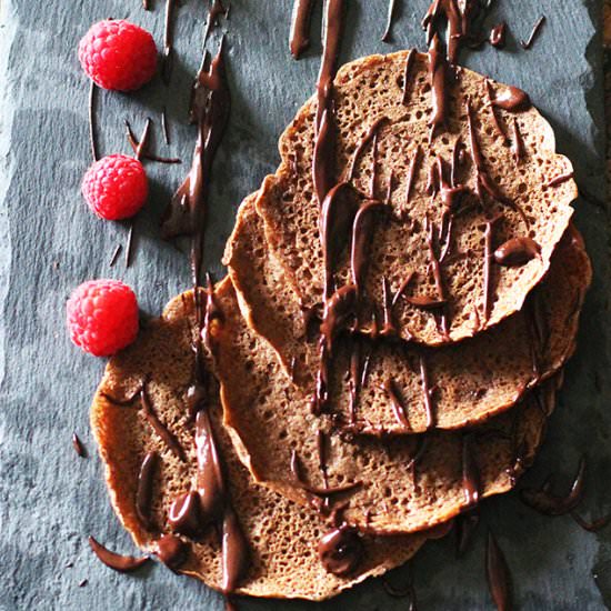 GF Vegan Chocolate Pancakes