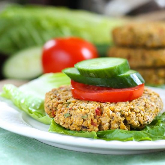 Roasted Red Pepper Chickpea Burgers