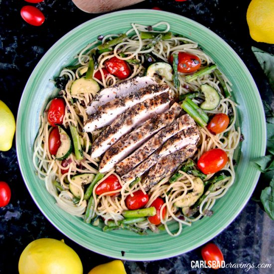 Lemon Basil Chicken Vegetable Pasta