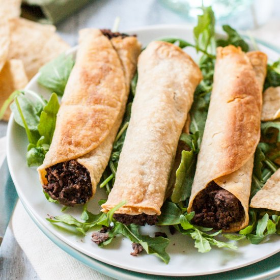 Poblano and Black Bean Taquitos