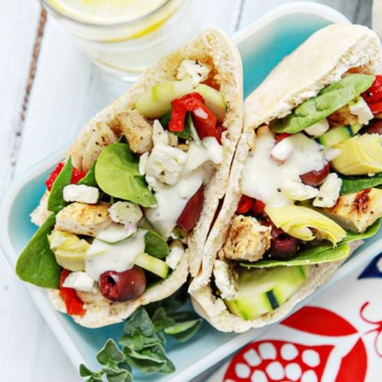 Grilled Chicken Greek Pita Pockets