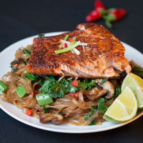 Sticky Salmon with Chilli Noodles