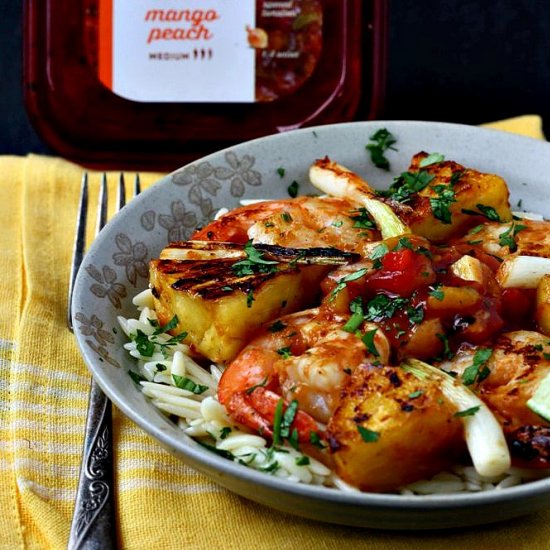 Sweet & Spicy Shrimp over Orzo