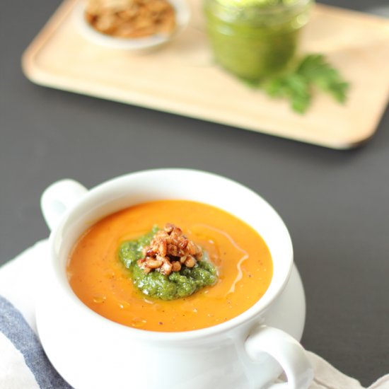 Butternut Soup, Parsley Pecan Pesto