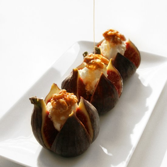 Grilled Figs + Goat Cheese + Honey