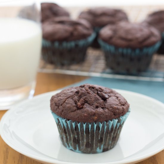 Triple Chocolate Banana Muffins