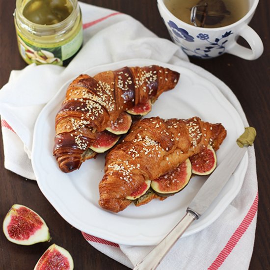 Pistachio Croissants with Figs