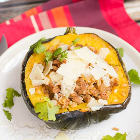 Sausage and Farro Stuffed Squash