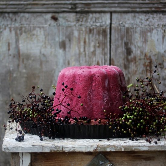 Elderberry-Plum Ice cream Cake