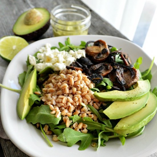 Farro & Roasted Mushroom Salad Bowl