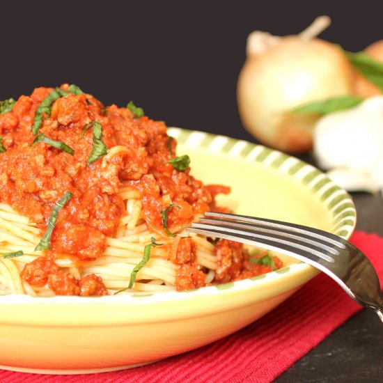 Spaghetti w/Beef & Linguica Sauce