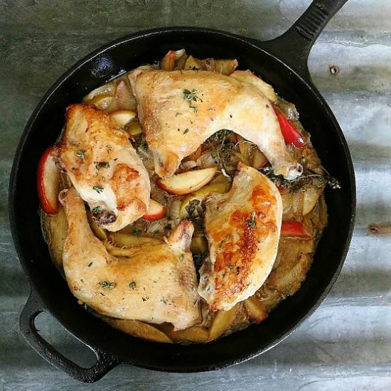 Chicken with apples, honey & herbs