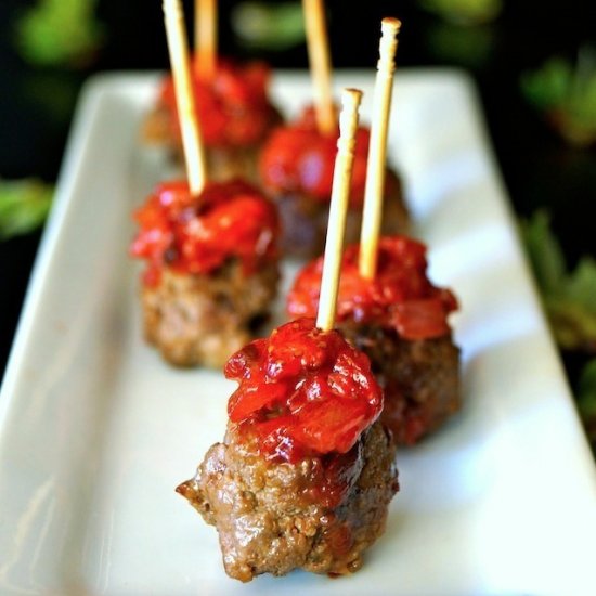 Strawberry-Chipotle Bacon Meatballs