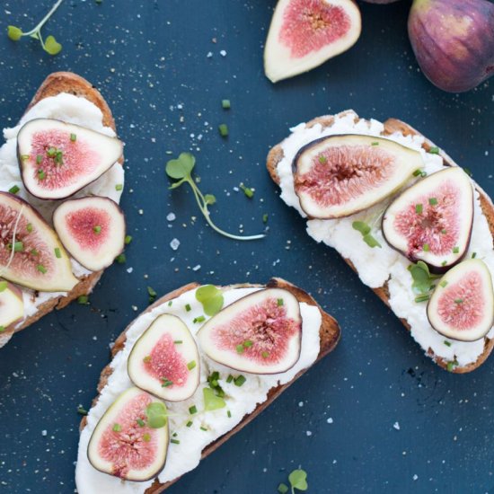 Fresh Ricotta, Fig + Honey Tartines