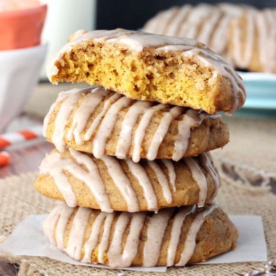 Pumpkin Cookies with Cinnamon Glaze