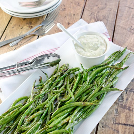 Green Beans with Garlic Scapes Aioli