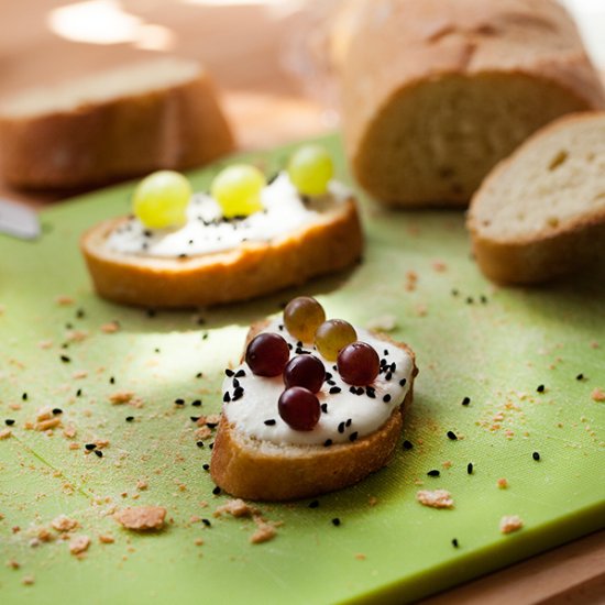 Grapes and Feta Crostini