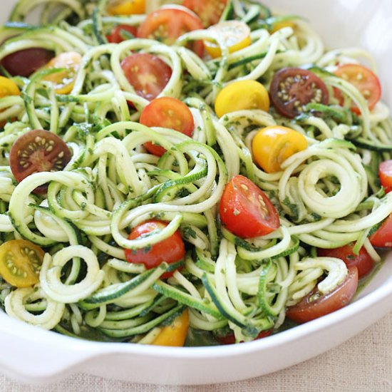 Raw Zucchini Noodles with Pesto