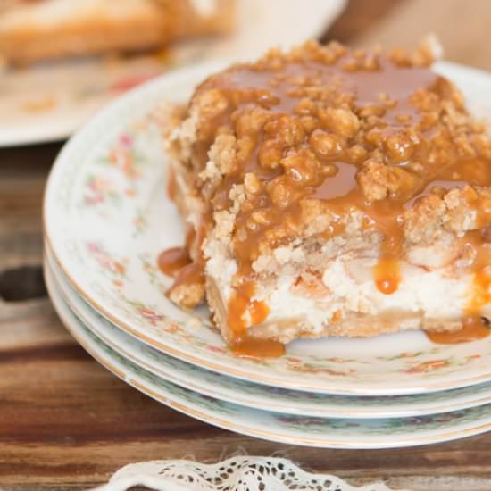 Cheesecake Caramel Apple Crisp Bars