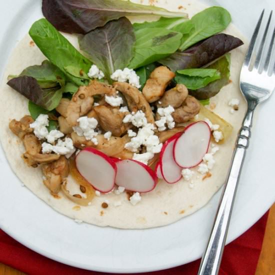 Fajitas with Radishes and Feta