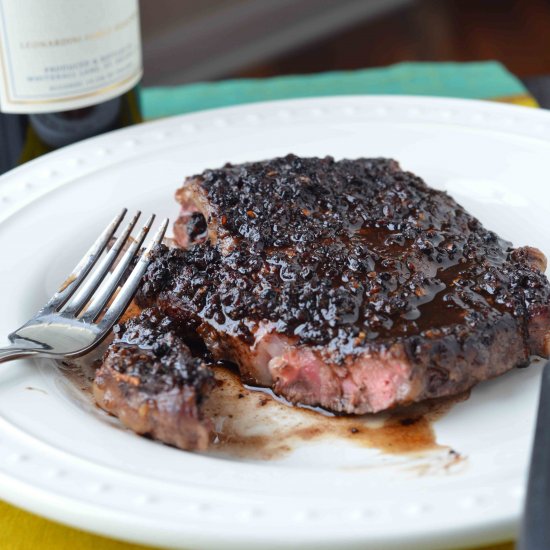 Pan-Seared Steak with Red Wine