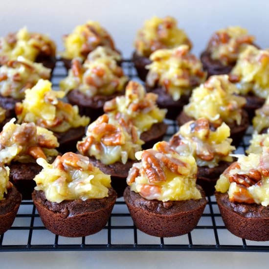 German Chocolate Brownie Bites