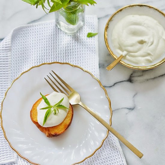 Peaches with Lemon Verbena Cream