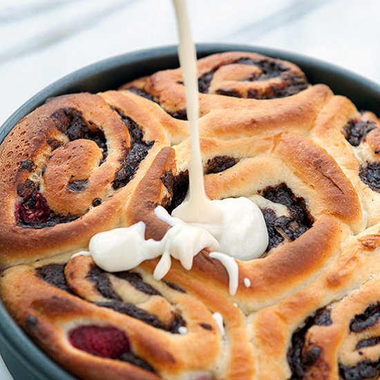 Dark Chocolate-Raspberry Sweet Roll