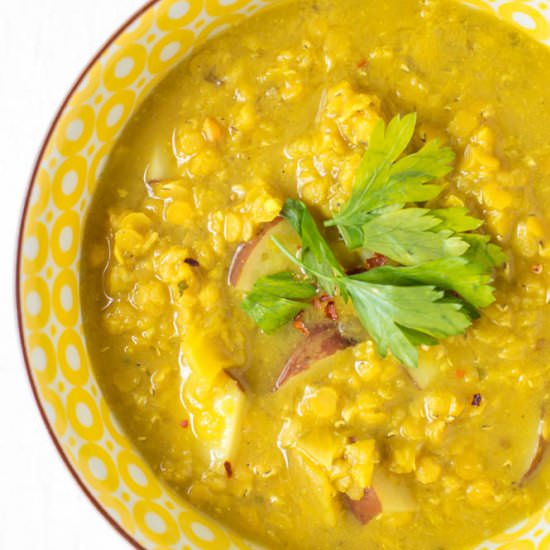 Spicy Lentil Soup with Red Potatoes