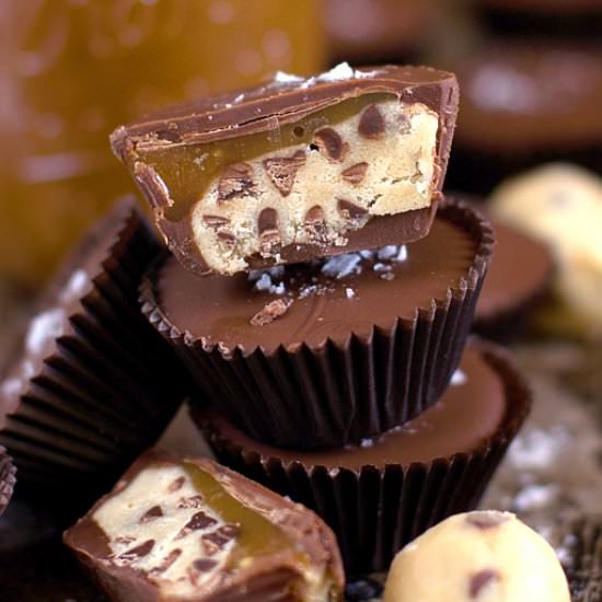 Salted Caramel Cookie Dough Cups