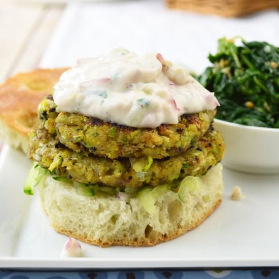 Samosa Burgers with Raita