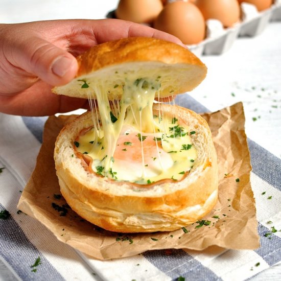 Ham, Egg and Cheese Bread Bowls