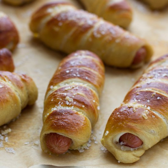 homemade pretzel dogs