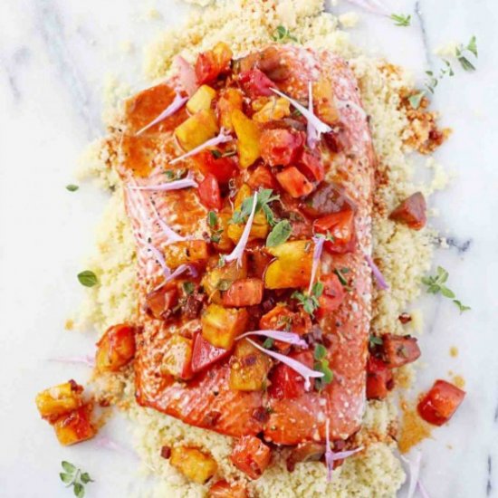 Roasted Salmon with Sauteed Tomatoes