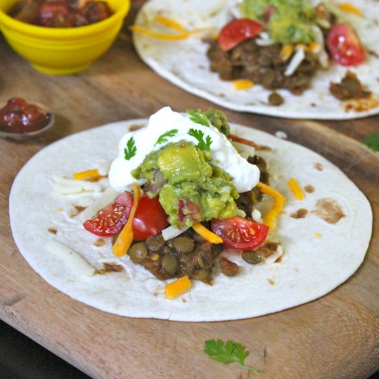 Spicy Lager Lentil Tacos