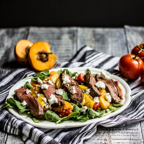 Steak, Tomato and Peach Salad