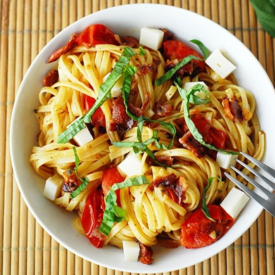 Fettuccine w Goat Cheese & Bacon