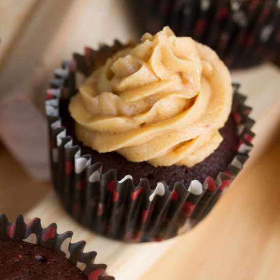 Peanut Butter on Chocolate Cupcakes