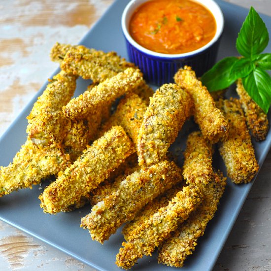 Eggplant Fries w/ Pink Parmesan Dip